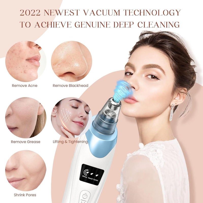 Gackoko 2025 Blackhead Remover Pore Vacuum,Facial Pore Cleaner-5 Suction Power,5 Probes,USB Rechargeable Blackhead Vacuum Kit Electric Acne Extractor Tool for Adult - Image 2